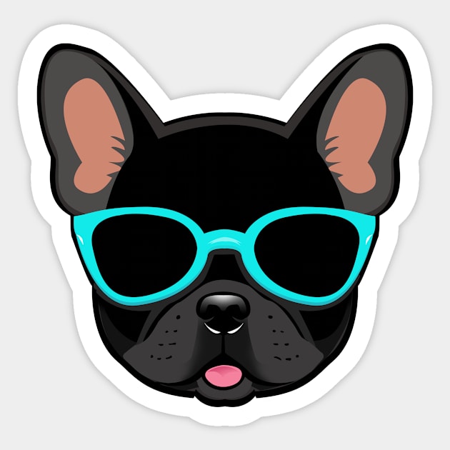 Black French Bulldog in Blue Shades Frenchie Dog Sticker by 4U2NV-LDN